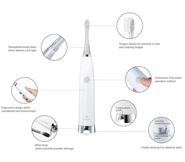BLUEREO Sonisk Tandbørste med Sug og LED-Lys